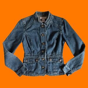 00's vintage denim preppy school girl academia harajuku blazer SMALL